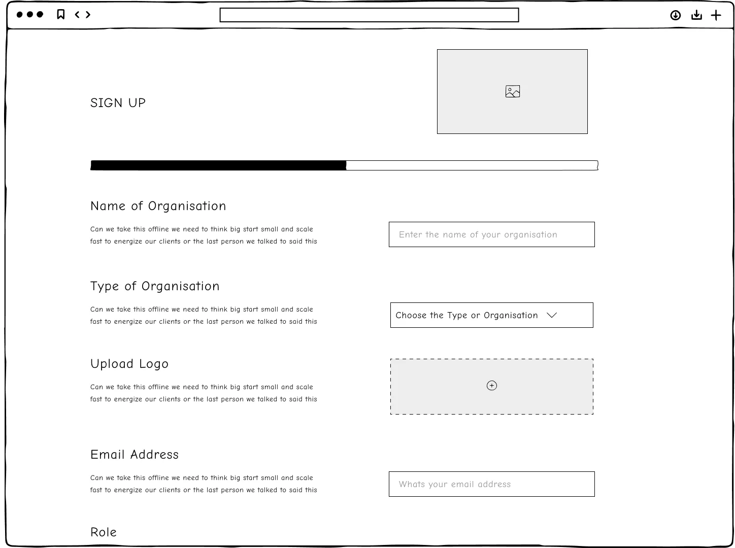 Concept 1 — one-page sign-up